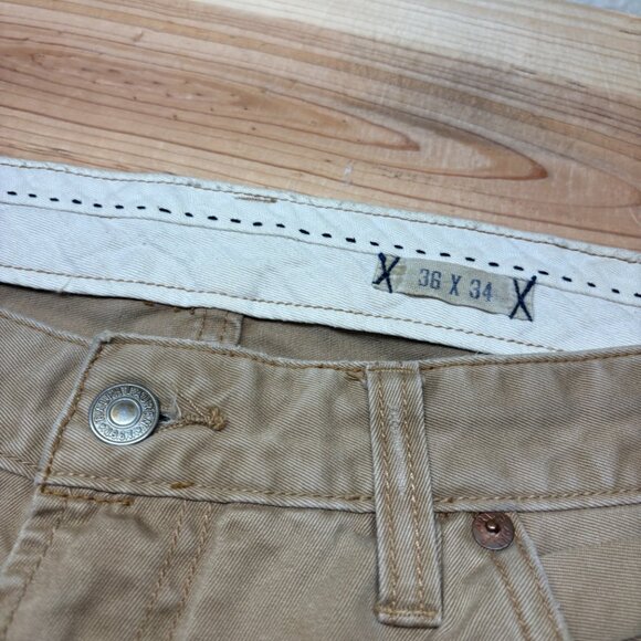 Vintage Ralph Lauren Pants Mens 36x32 Brown Tan Chino Classic 817 Distressed - Picture 8 of 12